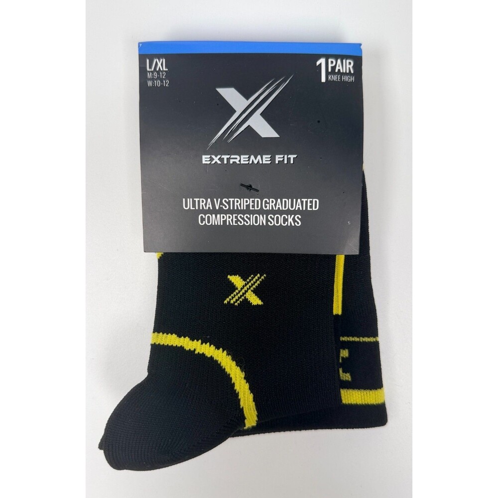 X Extreme Fit Ultra V Striped Graduated Compression Socks NIP New 1 Pair L/XL